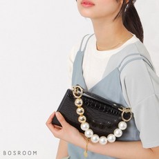 [보스룸] [BOSROOM]여자 진주알 숏 미니스트랩 골드볼 가방스트랩