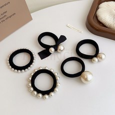 호미칠 럭셔리 왕 진주 구슬 탄력 머리끈 5종세트