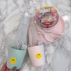 유치원 어린이집 초등학생 학원 친구 생일 파티 단체 간식 구디백 선물 답례품 이케아 식기 시리얼볼 세트 양치세트 선물포장, 칫솔컵세트(그레이남아)