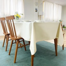 캐프마켓 린넨 방수 테이블보 식탁보, 1개, 6인(140 x 220 cm), 아이보리 1개, 6인(140 x 220 cm), 아이보리