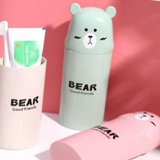 [DL] 귀여운 곰돌이 캐릭터 여행용 칫솔케이스 미니 휴대용 칫솔통, 1개