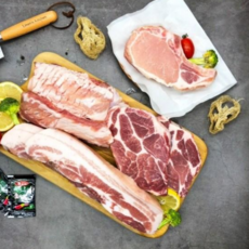 흑돼지(듀록) 프리미엄 세트 2kg/오겹살 목살 프렌치렉 뼈삼겹, 1개