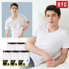 BYC 남성 더 쾌적한 순면 베이직 반팔 런닝 5매 BYC1915