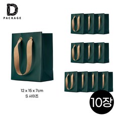 탄탄한 무지 쇼핑백 선물용 종이백 10p, S (12x15x7cm), 카키