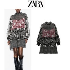 ZARA 자라 여성 프렌치 퍼피 프린트 숏 원피스