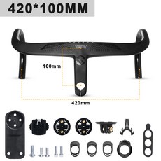 TOSEEK TR5 0 도로 자전거 전체 탄소 섬유 줄기 통합 핸들 초경량 28.6mm 사이클링 부품 액세서리, Black-420X100mm