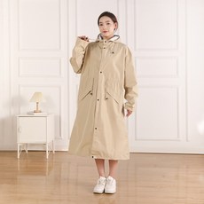 스패로우하우스 여성 레인코트 일체형 모자 허리 스트링 조절 등산 골프 여자 방수 성인 우비 비옷, 베이지 베이지
