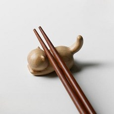 덕덕냥 젓가락 받침 고양이 수저 받침 나무 고급 원목 받침 젓가락 홀더 숟가락 받침 인형, 흰 고양이 젓가락받침 x1 