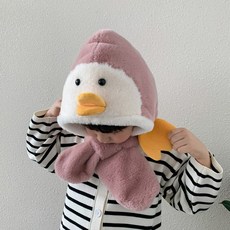 후암마켓 아동용 펭귄 후드 목도리 모자