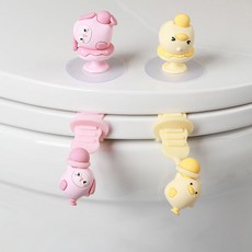 헤스티유 변기 뚜껑 손잡이 변기손잡이 커버, 핑크+옐로, 1세트