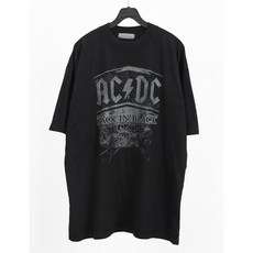 레어코드 ACDC 백 인 블랙 오버핏 반팔티셔츠