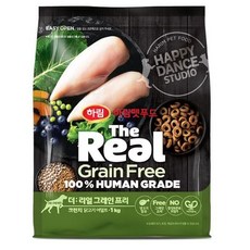 하림펫푸드 어덜트 강아지 더리얼 그레인프리 크런치 건식사료, 닭, 1kg, 1개