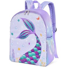 WERNNSAI Sparkly Girls Mermaid 백팩 Sequins School Backpack for Kids 유치원 초등학교 15 경량 여행 캐주얼 책가방 - 초등학교가방