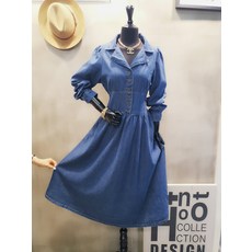 루아즈 르레일ops 쫀쫀 스모킹 데님 청원피스