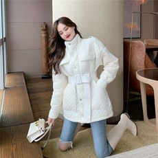 폴로 칼라 다이아몬드 레이스 하프 패딩 자켓 빅 포켓