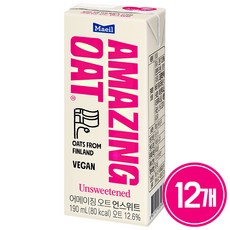 매일유업 어메이징 오트 언스위트 두유, 12개, 190ml