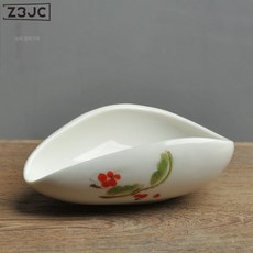 Z3JC 고백자 도차연하수화 도자기분차접시 티스푼 티삽안내 티입호관상용 찻잎 도구, 오색 열매 다하, 1개