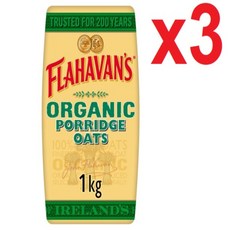 [영국발송] 3팩 플라하반 아이리쉬 오가닉 포리지 오트 유기농 오트밀 1kg Flahavans Irish Organic Porridge