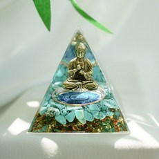 부처 상 어항 인테리어 연꽃 오브제 크리스탈 소품 불교 부처님 유리 장식 비로자나불 불상, 블루