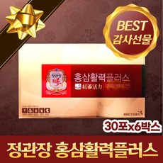 정관장 홍삼활력 플러스 국내산 6년근 홍삼 농축액 파우치 남자 여자 친구 부모님 시아버지 시어머님 장인어른 장모님 생신 스승의날 교수님 어린이집 선생님 직장상사 선물 세트 추천, 30포, 6개