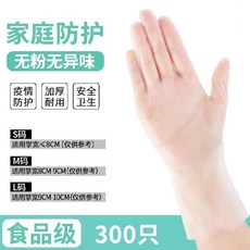 비닐장갑 스몰사이즈 청결 100개 고탄력 편리함 플라스틱 반죽기 투명 식품 pvc일회용 장갑 휴대용, T03-L, C10-투명 TPE장갑(300개)