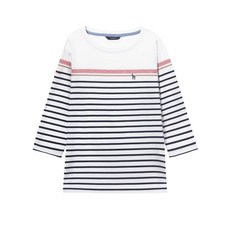 20SS 헤지스레이디스 WSTS0B104IV 아이보리 스트라이프배색 면 7부소매티셔츠