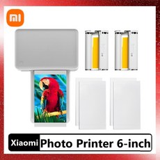스마트폰 사진인화기 핸드폰 사진출력 Xiaomi mijia mi 포토 프린터 6 인치 열 승화 미세하게 트루 컬러 자동 다중 무선 원격 휴대용 프린터 복원, 3.Paper set x5 미국 플러그
