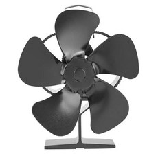 5 개의 날이 달린 검은 난로 선풍기 열 구동 스토브 선풍기 배터리 또는 전기 필요 없음 장작 버너 에, 한개옵션0