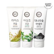 해피바스 해피바스 클렌징폼 200g 1+1+1 (라이스 어성초 대나무숯), 02 어성초 모공 클렌징폼 200g 3입