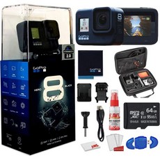 GoPro HERO8 블랙 디지털 액션 카메라 방수 터치 스크린 4K UHD 비디오 12MP 사진 라이브 스트리밍 안정화 클리닝 세트 케이스 64GB 메모리 카드 등 포함., 1개