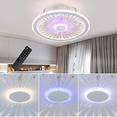 EOM YBY 천장 팬 (팬 포함) 19in LED 36W RGB 천장 조명 10 단계 무단 디밍 동봉 된 로우 프로파일 팬 라이트 리모컨이 - E081208LGZ8PJX3, 기본