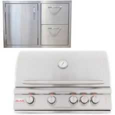 BLASE GRILLS 32인치 4버너 LTE 천연가스 그릴 BLZ4LTE Made in USA 32 결합 도어드로어 패키지 딜, 1개