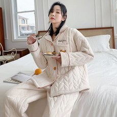 가을 겨울 순면 임산부 잠옷 겨울용 두툼한 세트 임산부 수유 수유복