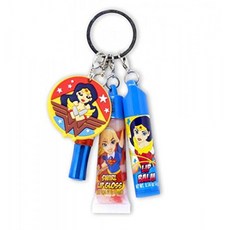 DC Super Hero Girls DC 슈퍼 히어로 걸스 립글로스 키 체인 세트 원더 우먼 걸 파워 참 키링 for Kids, 단일상품