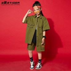 유아댄스복 걸스 힙합의상 어린이 캐쥬얼 상하복 여아 비보이 세트 카고 박시 반팔 셔