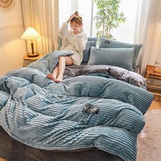 예홈 호텔식 침구 이불매트베개 커버세트(벨벳블루), 호텔식 침구 이불/매트/베개 커버세트(벨벳블루)
