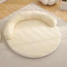 둥근 여름 강아지 침대 아이스 실크 냉각 애완 동물 매트 탈착식, 5.노란 색, 1개, C.XL 90CM