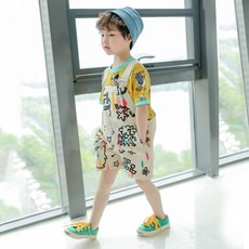 모이몰른 붐붐키즈 바니바니 메르시보꾸 여름 초등 남아 아동 반팔 멜빵반바지 상하세트 패션