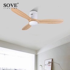 원목실링팬 원격 홈 팬 천장 램프 목재 블랙 빈티지 장식 제어 조명 레트로 SOVE