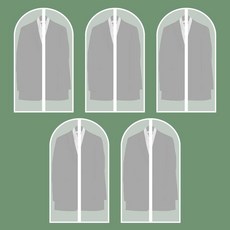 의류커버 반투명 지퍼 정장 코트 자켓 원피스 패딩 옷 커버 먼지 방지 행거식, 1개, 5개입