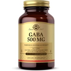 가바 Solgar GABA 500mg 100 식물성 캡슐 휴식 신경계 지원 아미노산 비 GMO 비건 글루텐 프리 유제품 코셔 100회분