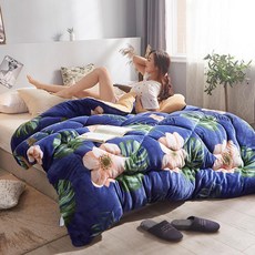 견면요솜 두꺼운 학생 웰론 보온이불 싱글더블 겨울이불솜 8근이불 이불 10근, C07-썸머플라워 양면융
