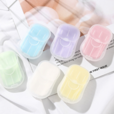 파스텔톤 휴대용 핸디 일회용 종이비누, 화이트+핑크+퍼플+블루+그린+옐로, 6개 화이트+핑크+퍼플+블루+그린+옐로, 1개