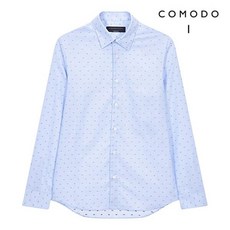 COMODO SQUARE 코모도스퀘어 면 혼방 컷도비 블루 조직물 셔츠