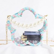 뜨개질 가방만들기 손뜨개 가방 털실 DIY 재료 백으로 여자친구에게 투명 수제 자체 제작, 01 완성품