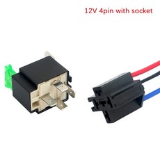 자동차 퓨즈 릴레이 개방 30A 퓨즈 4 핀 5 핀 등받이 12V DC 1PC, 12V 4pin with socket, 1개