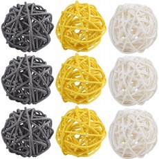 STMK 9Pcs 3인치 Wicker Ball 장식 홈 데코용 Rattan Ball 장식 DIY 꽃병 그릇 필러 장식 아기방 아기방 세코 웨딩 테이블 장, 단일옵션