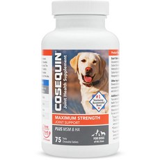 Nutramax Cosequin Maximum Strength Plus MSM HA 츄어블 정제 강아지용 관절 보조제, 1개