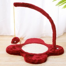마일로앤코코 퍼니 플라워 고양이 수직 원형 기둥 스크래쳐 장난감 캣닢 쥐인형 캣잎 스크래치 마따따비 발톱관리 (레드 베이지 그레이), 레드, 1개