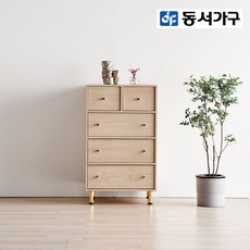 동서가구 오웰 600 4단 5칸 깊은 서랍장 DF919959, 화이트